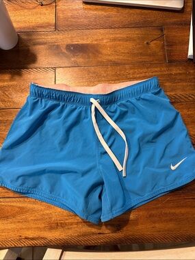 Nike Women’s Bright Blue and Orange 🍊 Athletic Shorts with White Drawstring